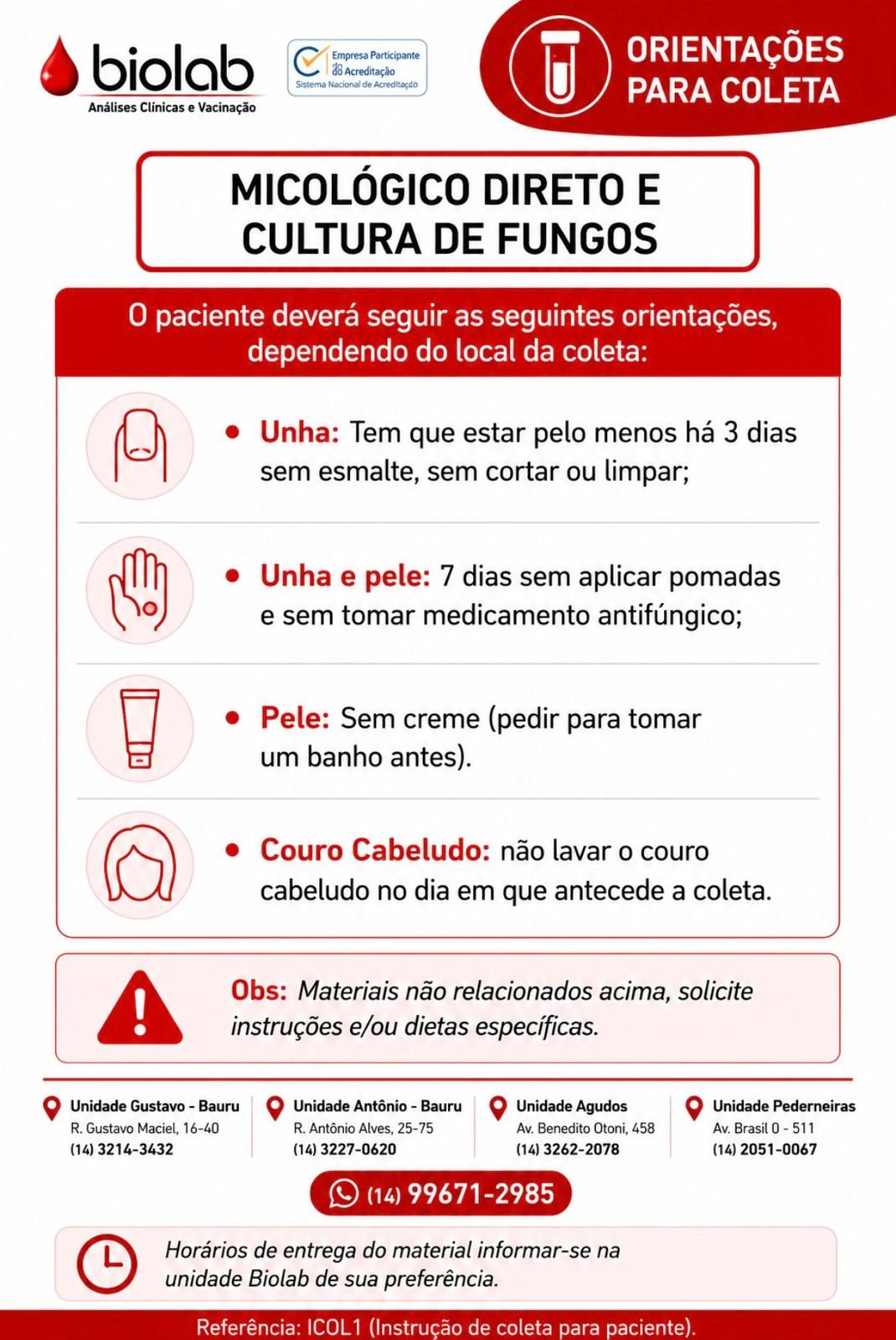 Micol�gico Direto e Cultura de Fungos